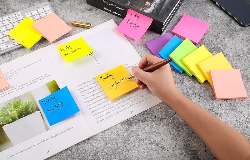 YEECOK (28 Pads) Sticky Notes 3 x 3 in, Bright Colorful Super Sticking Power Memo Post Stickies, High Stickiness Square Sticky Notes for Office, Home, School, Meeting, 72 Sheets/pad - Image 3
